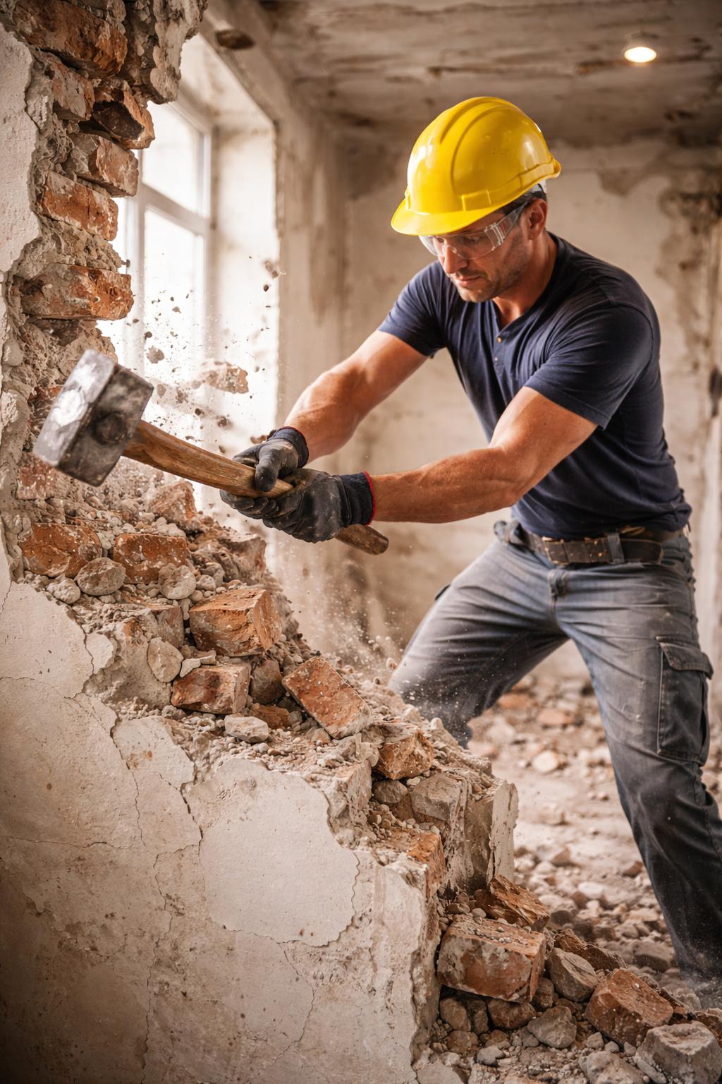 Balyoz ile yıkım çalışması